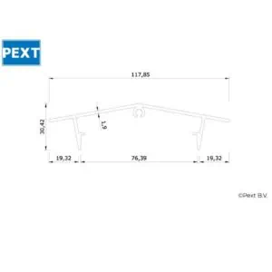 Alternative view of Kliklijst Nokprofiel Zadeldak voor isolatieglas of gelaagd glas