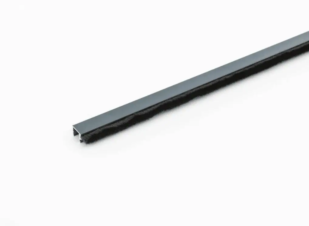 Glazen schuifwand - Complete glasschuifwand 12 Tochtstrip zwart glazen schuifwand