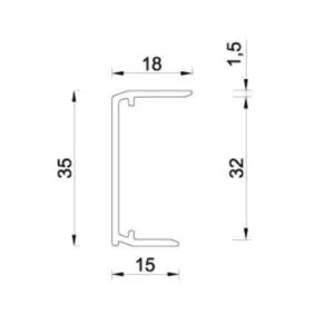 Alternative view of Aluminium U-profiel met druprand 32mm