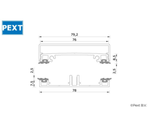 profielset 78mm met 2,5mm glasrubber