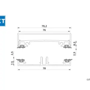 profielset 78mm met 2,5mm glasrubber