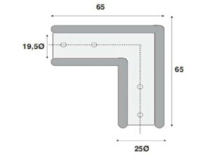 Alternative view of Stabilisatie rond 19 mm Ø L-verbinding 90°