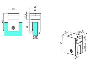 Alternative view of Stabilisatie 20x10 mm glasaansl. parallel doorlopend gat