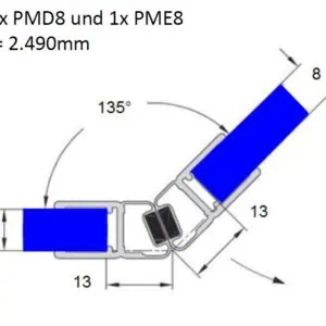 Alternative view of Magnetisch afdichtprofiel 135° - helder, 6-8 mm glasdikte, lengte 2500 mm, glas/glas