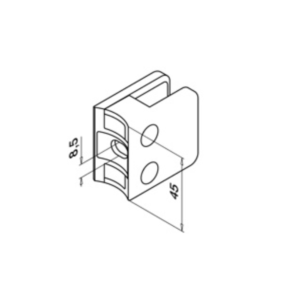 Alternative view of Glasklem, Baluster aansluiting MOD 2100, RVS 304 - 4 stuks