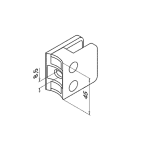 Alternative view of Glasklem, Vlakke aansluiting MOD 2100, RVS 304 - 4 stuks