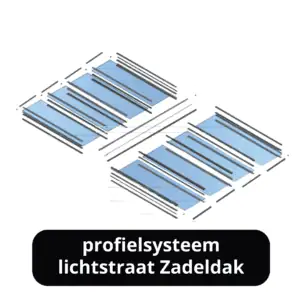 Compleet profielsysteem op maat - profielsysteem Lichtstraat Zadeldak- 58 mm profielen met oplegrubber - excl. glas