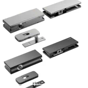 Scharnieren glazen taatsdeur - SET met zelfsluitende hydraulische onderschoen