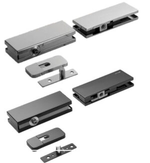 Scharnieren glazen taatsdeur - SET met zelfsluitende hydraulische onderschoen