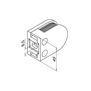 Alternative view of Glasklem, Vlakke aansluiting, MOD 2500, RVS 304 - 4 stuks