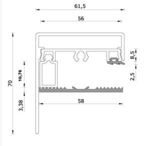 Alternative view of Set 2 - 58mm Zijsluitprofiel 8: Oplegrubber +  Afdekprofiel +  zijkant 8mm vullat +  kliklijst in kleur