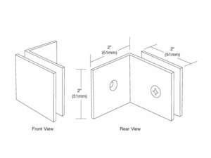 Douche glasklem Vienna 90° wand/glas met lange steunpoot (8 - 12 mm) technische tekening
