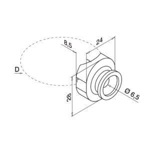 Alternative view of Adapter voor glashouder, Baluster aansluiting, MOD 0786, 316 RVS - 4 stuks