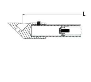 Telescopische stabilisatiestang set 45° wand/glas Round 19 technische tekening