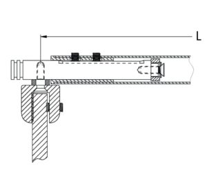 Telescopische stabilisatiestang set glas/glas Round 19 technische tekening