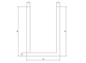 Aluminium U-profiel 30x20x30x2 mm L=3000 mm