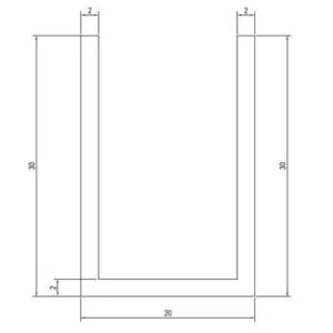 Aluminium U-profiel 30x20x30x2 mm L=3000 mm