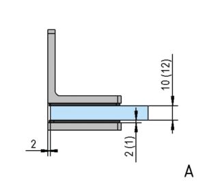 Hoekverbinder Santos HD glas/wand 90° technische tekening