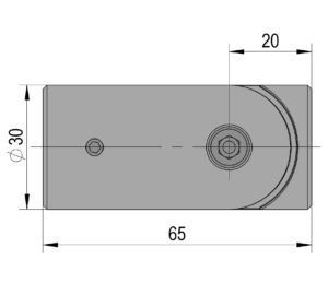 Stabilisatiestang set wand/glas 90° Round 19 technische tekening