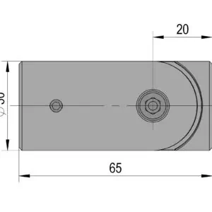 Stabilisatiestang set wand/glas 90° Round 19 technische tekening
