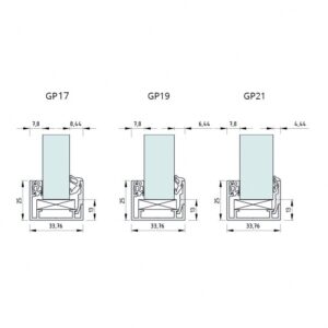 Alternative view of Glasprofiel glazen wand Klem-klikprofiel 25x33,76x25 mm - voor dikker glas (16,76 – 21,52 mm)