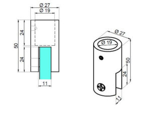 Alternative view of Stabilisatie ø 19 mm glas/ plafond RAL 9005 mat zwart