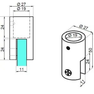 Alternative view of Stabilisatie ø 19 mm glas/ plafond RAL 9005 mat zwart