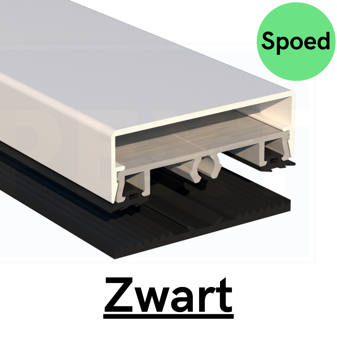 SPOED - Set 1 - Midden klemprofiel 58mm: 4 meter - Zwart RAL 9005 3 Spoed zwart Midden klemprofiel set 1