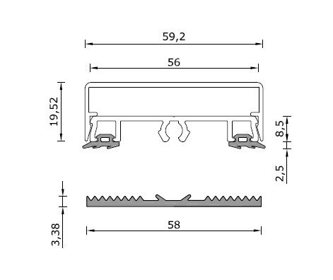 Compleet profielsysteem op maat - profielsysteem Lichtstraat Zadeldak- 58 mm profielen met oplegrubber - excl. glas 9 Compleet profielsysteem op maat - profielsysteem Lichtstraat Zadeldak- 58 mm profielen met oplegrubber - excl. glas - Afbeelding 7