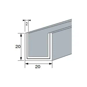 Alternative view of Aluminium U-profiel 20x20x20x2 mm L=3000 mm