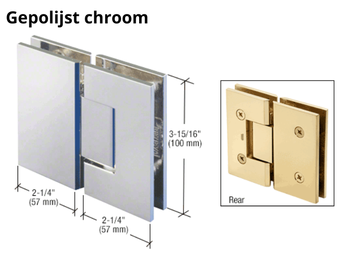 Douchedeur scharnier Vienna 180° glas/glas pre-set model 6 Douchedeur scharnier Vienna 180° glas/glas pre-set model gepolijst chroom