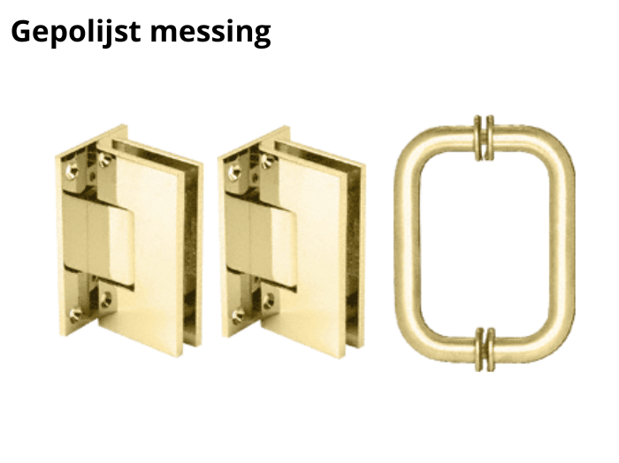 Douchedeur scharnier Vienna wand/glas met handgreep 7 Douchedeur scharnier Vienna wand/glas met handgreep gepolijst messing