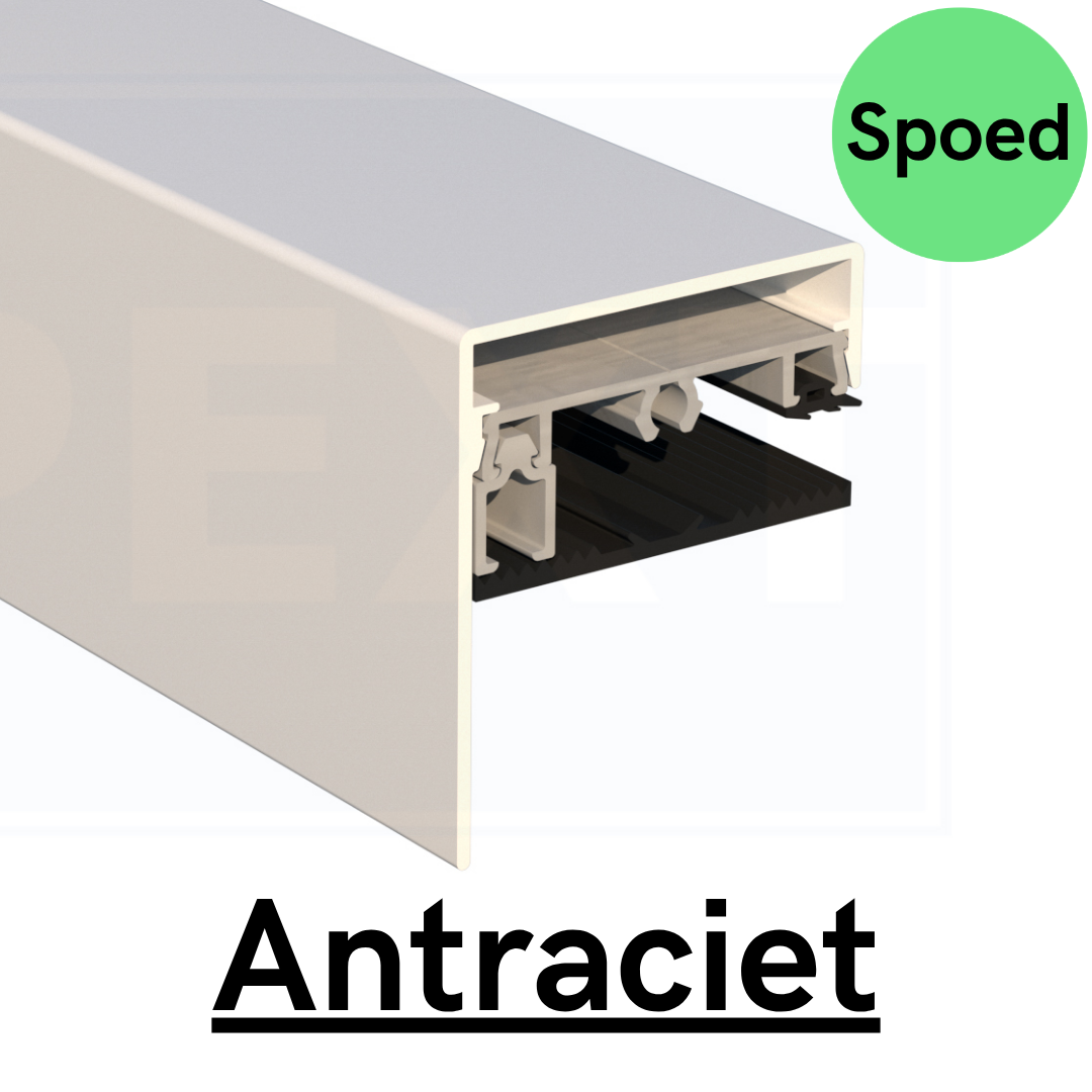 SPOED - Set 2 - Zijsluitprofiel 58mm: 3 meter - Antraciet RAL 7016 3 Spoed antraciet Zijsluitprofiel set 2