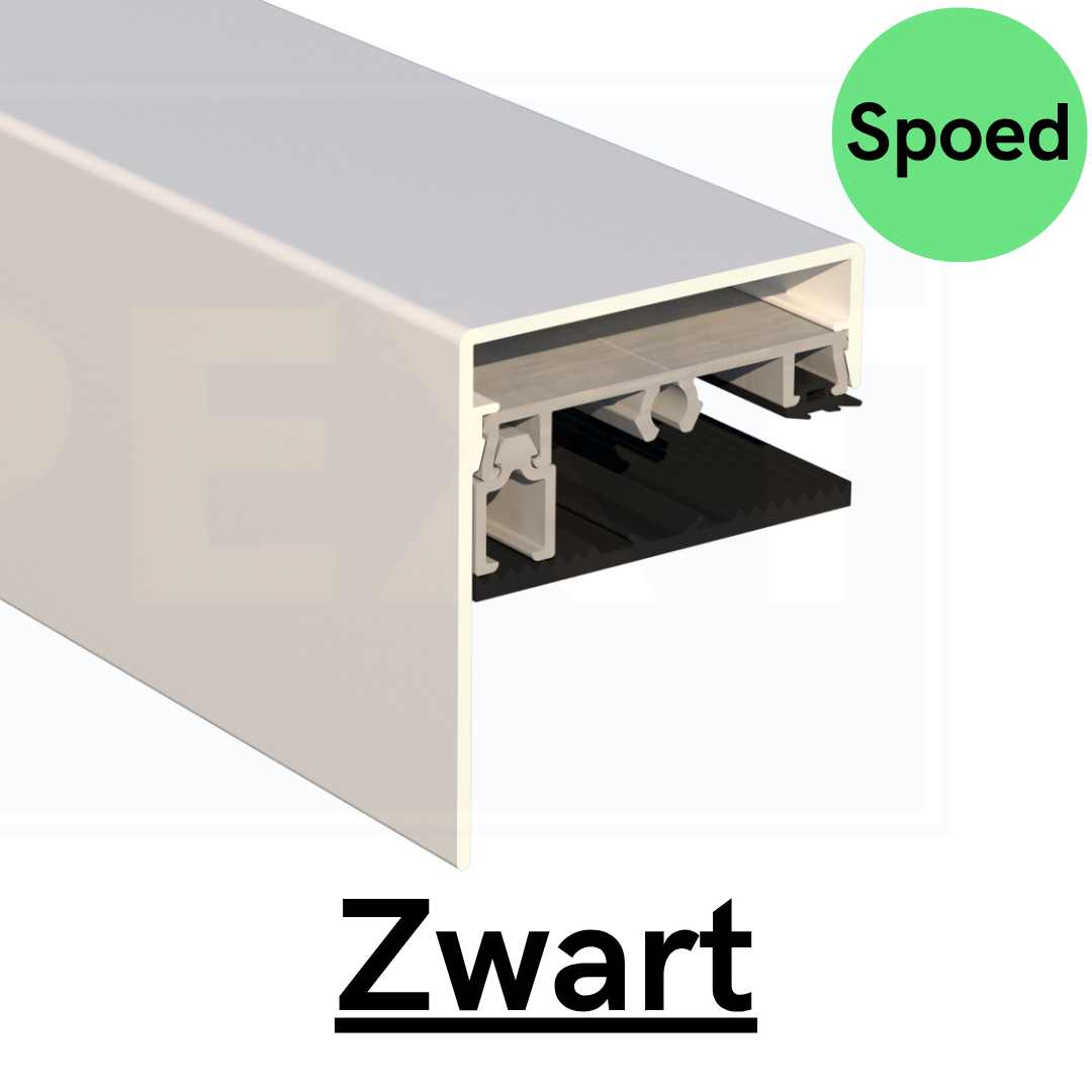 SPOED - Set 2 - Zijsluitprofiel 58mm: 3 meter - Zwart RAL 9005 3 Spoed zwart Zijsluitprofiel set 2