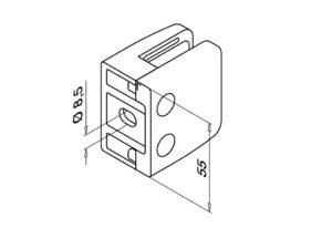 Alternative view of Glasklem, Vlakke aansluiting, MOD 2600, RVS 304 - 4 stuks