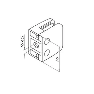 Alternative view of Glasklem, Vlakke aansluiting, MOD 2600, RVS 304 - 4 stuks