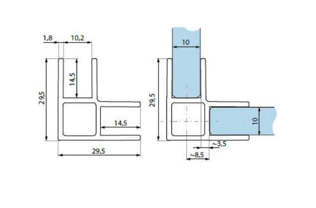 90° Hoekprofiel 30x30 Zwart geanodiseerd aluminium L=3000mm voor 8mm en 10mm glas 5 90° Hoekprofiel 30x30 Zwart geanodiseerd aluminium L=3000mm voor 8mm en 10mm glas - Afbeelding 4
