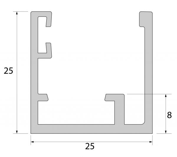 Glasprofiel glazen wand – Vast U-profiel 25×25 mm zonder kliklat 5 Glasprofiel glazen wand – Vast U-profiel 25×25 mm zonder kliklat - Afbeelding 3