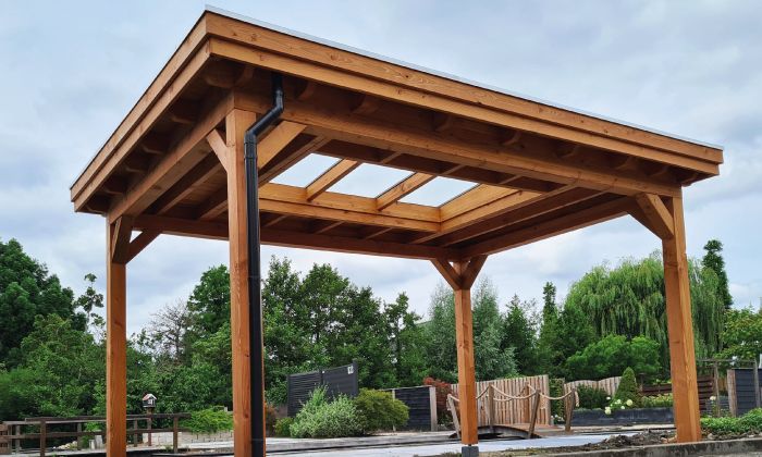 Lichtstraat pakket - Lessenaar Pext - Douglashout met enkel gelaagd glas 5 lichtstraat veranda