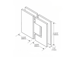 Douchedeur scharnier Vienna 180° glas/glas pre-set model technische tekening