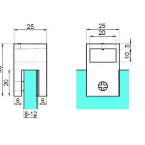 Alternative view of Stabilisatie 20x10 mm steun doorlopend gat