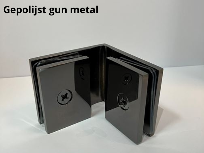 Douche glasklem Vienna 90° glas/glas 9 Douche glasklem Vienna 90° glas/glas gepolijst gun metal