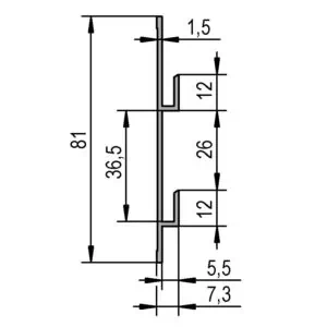 Spiegelrail technische tekening