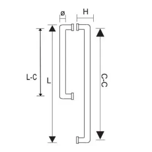 Handgreep douchedeur RH031 technische tekening