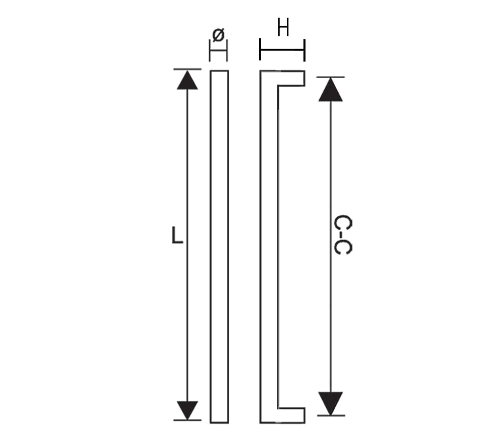 Handgreep douchedeur SH002 4 Handgreep douchedeur SH002 technische tekening