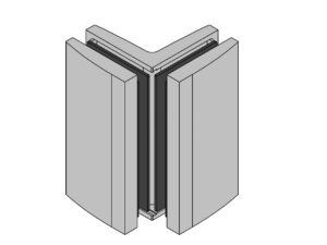 Hoekverbinder Avila glas/glas 90° technische tekening
