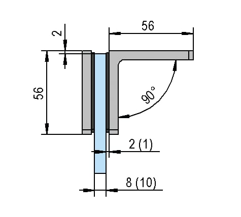 Douche glasklem hoekverbinder Santos glas/wand 90° 8 Hoekverbinder Santos glas/wand 90° technische tekening
