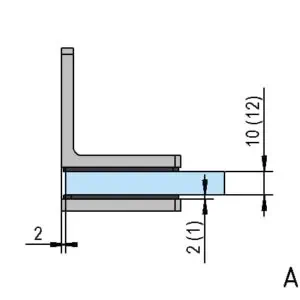 Hoekverbinder Santos HD glas/wand 90° technische tekening
