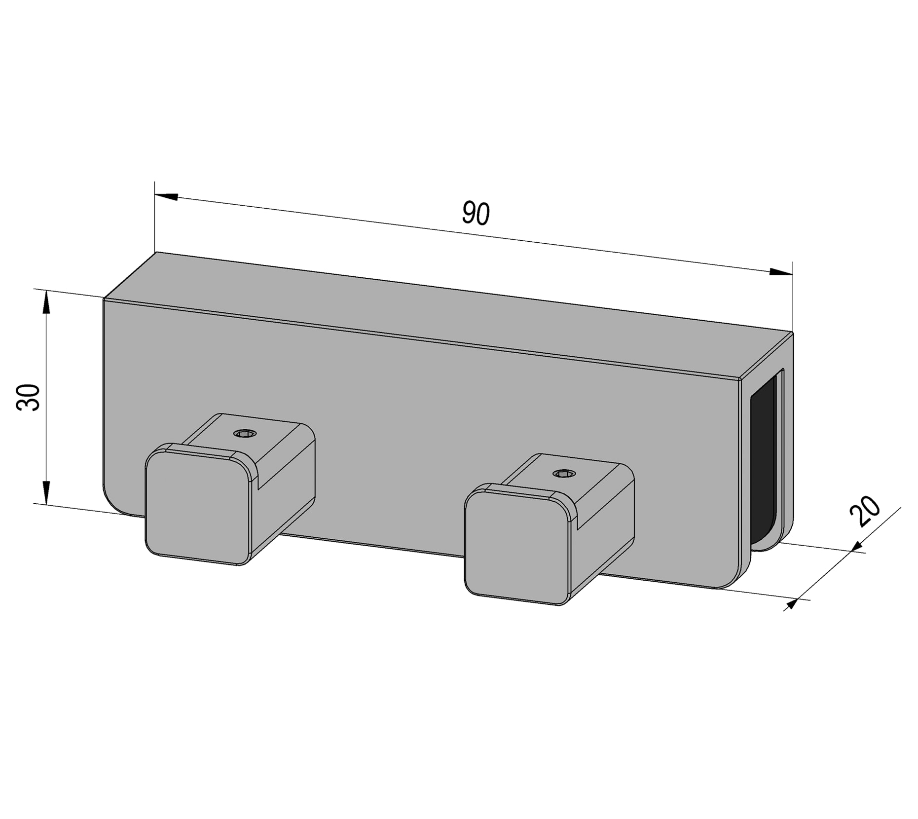 Handdoekhouder 9 Handdoekhouder twee haken technische tekening