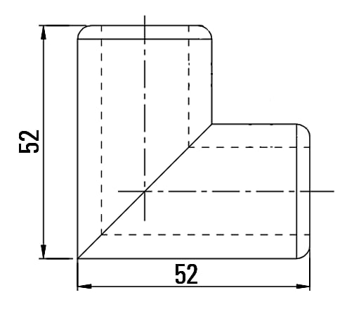 Hoekverbinder voor stabilisatiestang Round 19mm 5 Hoekverbinder Round 19 technische tekening zonder glasaansluiting